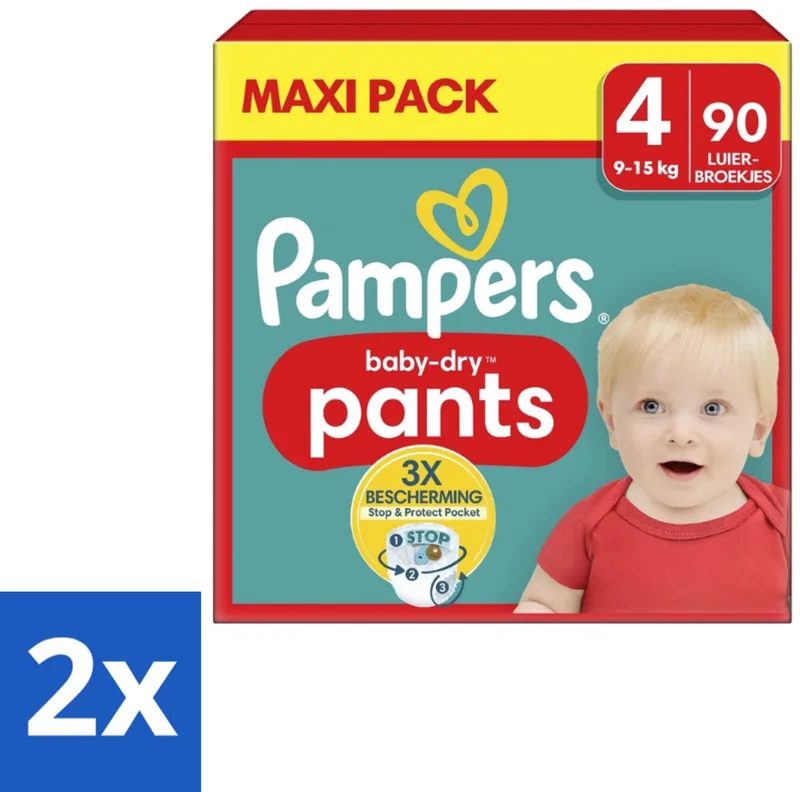 2 x Pampers – Luierbroekjes – Baby Dry Pants Maat 4 – 90 Luiers - Baby Luier - Luierbroek - Droge Luier - Luier Voor Baby - Luier Voor Kind by Pampers – product photo