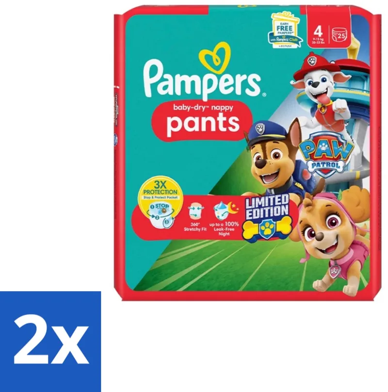 2 x Pampers – Luierbroekjes – Baby Dry Pants Paw Patrol Maat 4 – 25 Luiers - Baby Luier - Luierbroek - Droge Luier - Luier Voor Baby - Luier Broek by Pampers – product photo