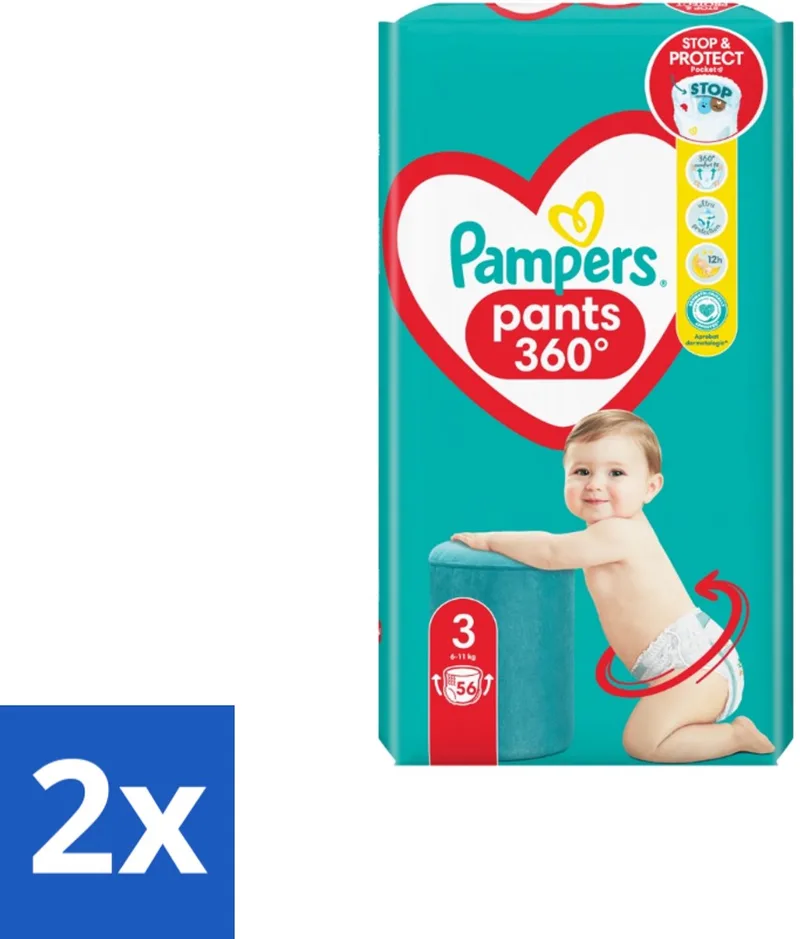2 x Pampers – Luierbroekjes – Pants Maat 3 – 56 Luiers - Luiers Voor Baby - Luierbroekjes - Luier Voor Baby - Luier Maat 3 - Luier Voor Actieve Baby van Pampers – productfoto