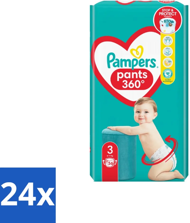 24 x Pampers – Luierbroekjes – Pants Maat 3 – 56 Luiers - Luiers Voor Baby - Luierbroekjes - Luier Voor Baby - Luier Maat 3 - Luier Voor Actieve Baby de Pampers – photo produit