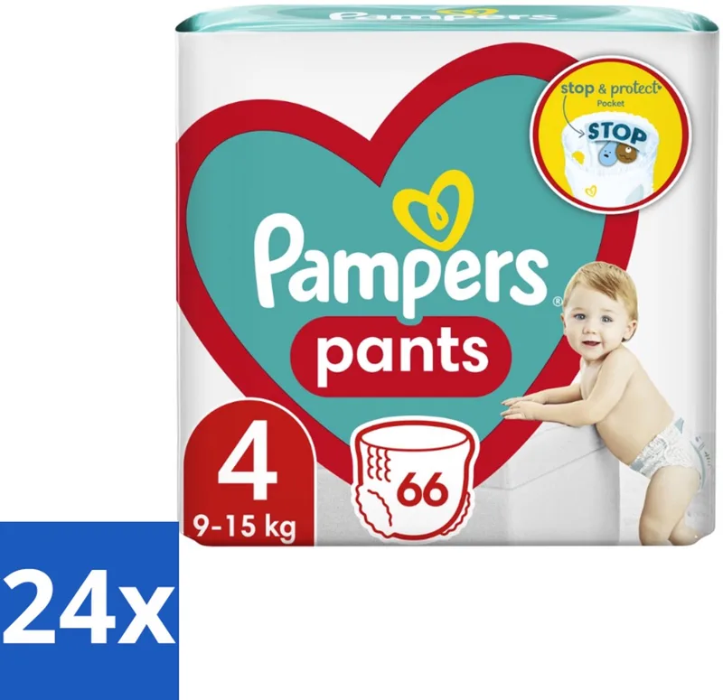 24 x Pampers – Luierbroekjes – Pants Maat 4 – 66 Luiers - Luier Broekje - Luier Voor Baby - Luier Voor Peuters - Actieve Baby - Droge Luier de Pampers – photo produit