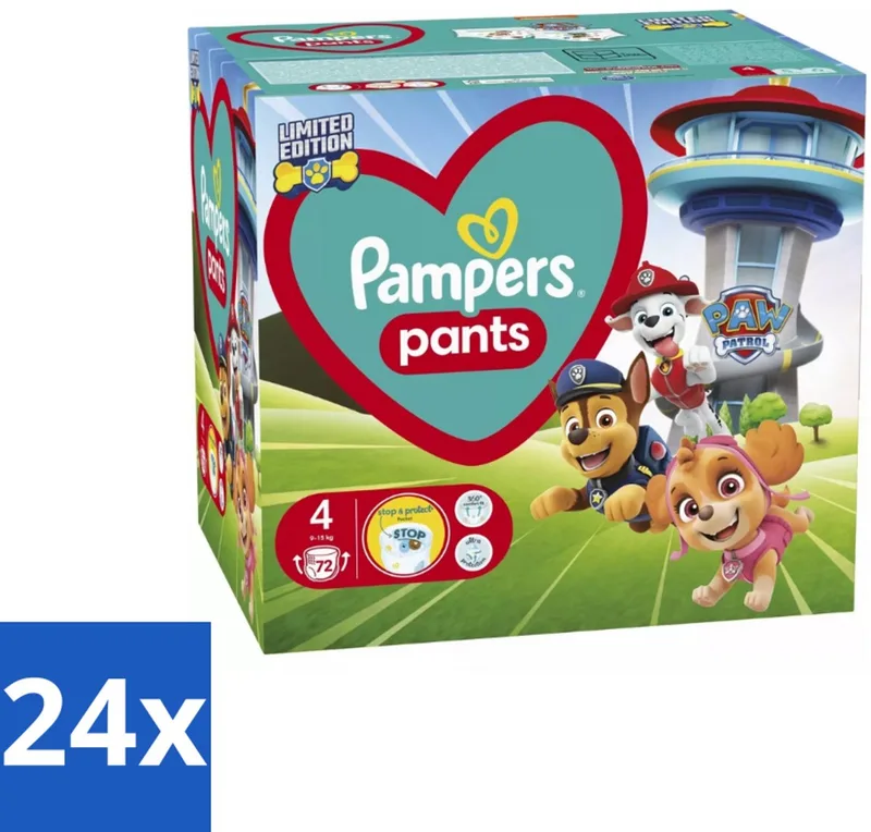 24 x Pampers – Luierbroekjes – Pants Paw Patrol Maat 4 – 72 Luiers - Baby Luier - Luierbroek - Droge Luier - Luier Voor Baby - Luier Met Print by Pampers – product photo