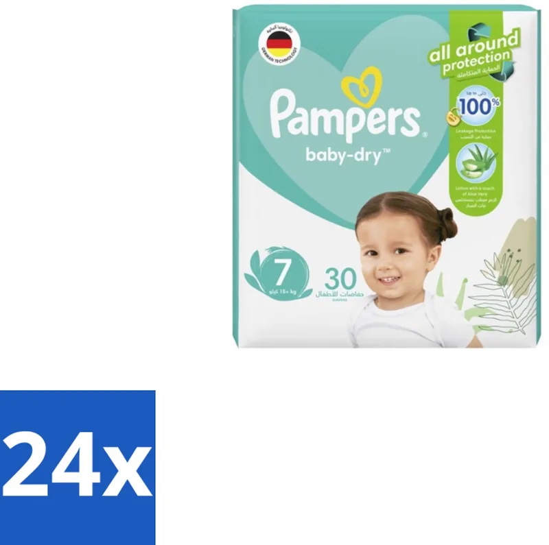 24 x Pampers – Luiers – Active Baby Dry Maat 7 – 30 Luiers - Luiers Voor Baby - Droge Luiers - Comfortabele Luiers - Langdurige Droogheid - Huidbescherming van Pampers – productfoto