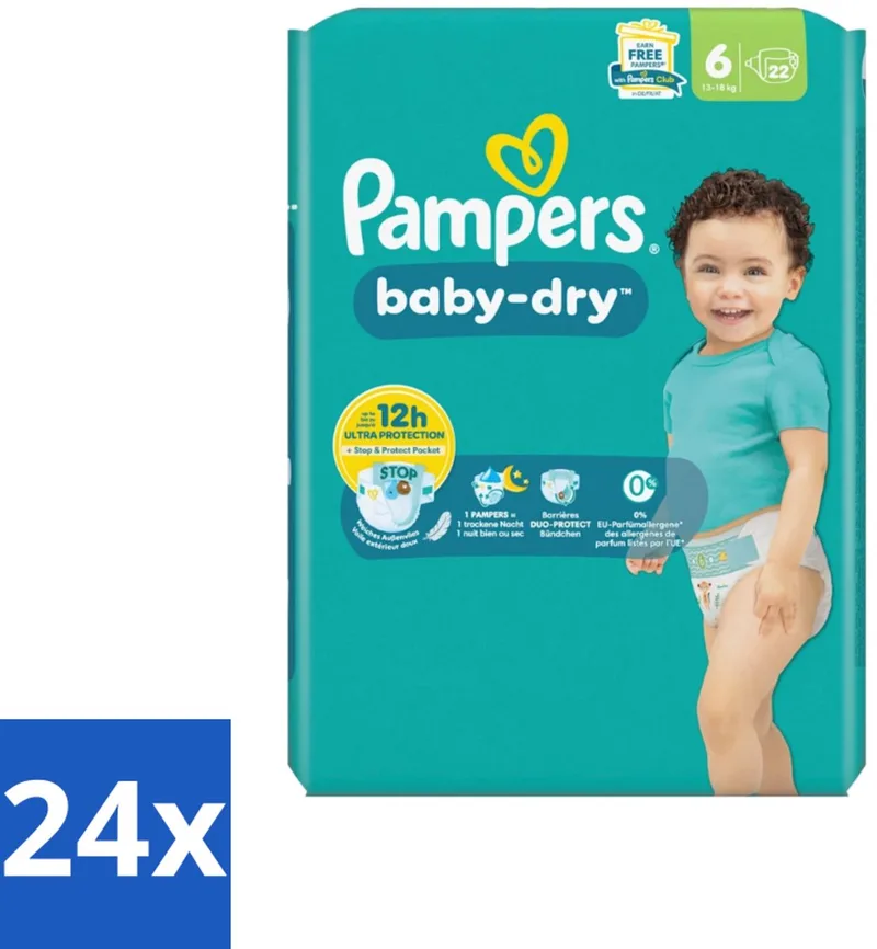 24 x Pampers – Luiers – Baby Dry Maat 6 – 22 Luiers - Baby Luier - Droge Luier - Luier Voor Baby - Luier Maat 6 - Lekbescherming de Pampers – photo produit
