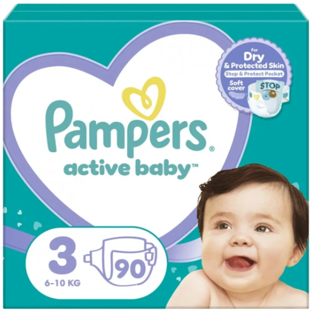 2x Pampers Active Baby Luiers Maat 3 (6-10kg) 90 stuks von Pampers – Produktfoto