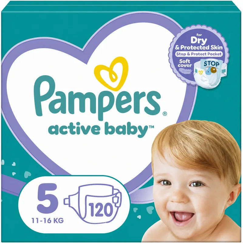 2x Pampers Active Baby Luiers Maat 5 (11-16kg) 60 stuks von Pampers – Produktfoto