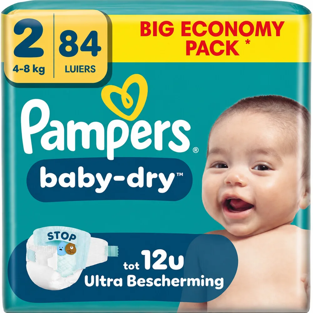 2x Pampers Baby Dry Luiers Maat 2 (4-8kg) 42 stuks von Pampers – Produktfoto