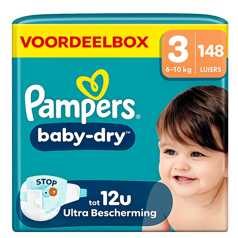 2x Pampers Baby Dry Luiers Maat 3 (6-10 kg) 74 stuks von Pampers – Produktfoto