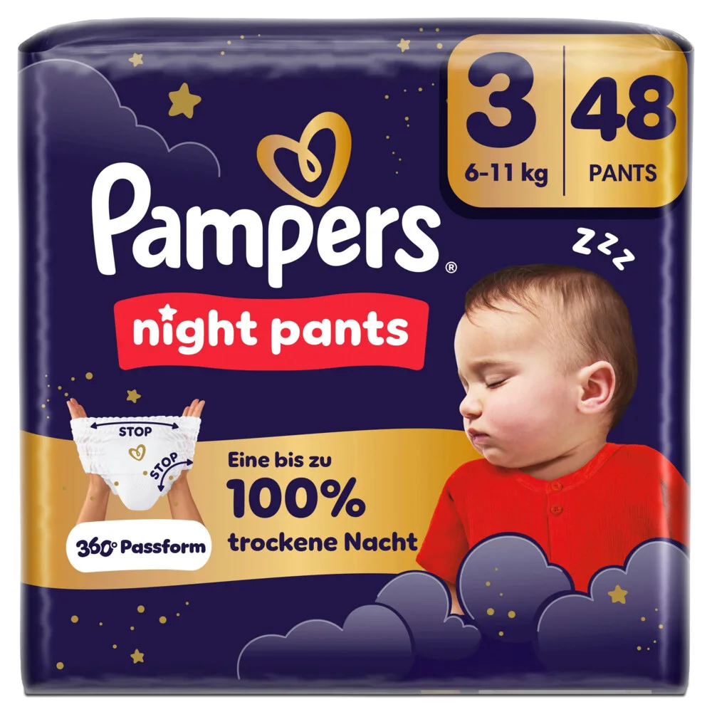 Nacht Luierbroekjes Maat 3 (6-11kg) 48 stuks van Pampers – productfoto