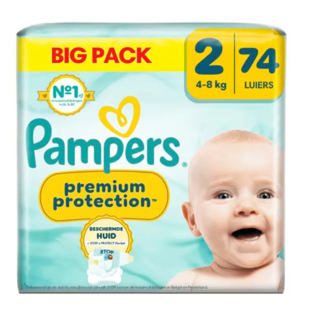 2x Pampers Premium Protection Luiers Maat 2 (4-8 kg) 74 stuks van Pampers – productfoto
