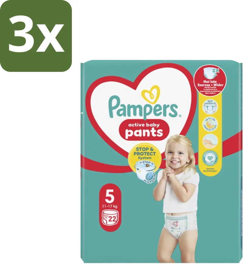 3 x Pampers – Luierbroekjes – Baby Dry Pants Maat 5 – 22 Luiers - Baby Luier - Droge Luier - Luier Voor Kind - Luierbroek - Luier Voor Peuters de Pampers – photo produit