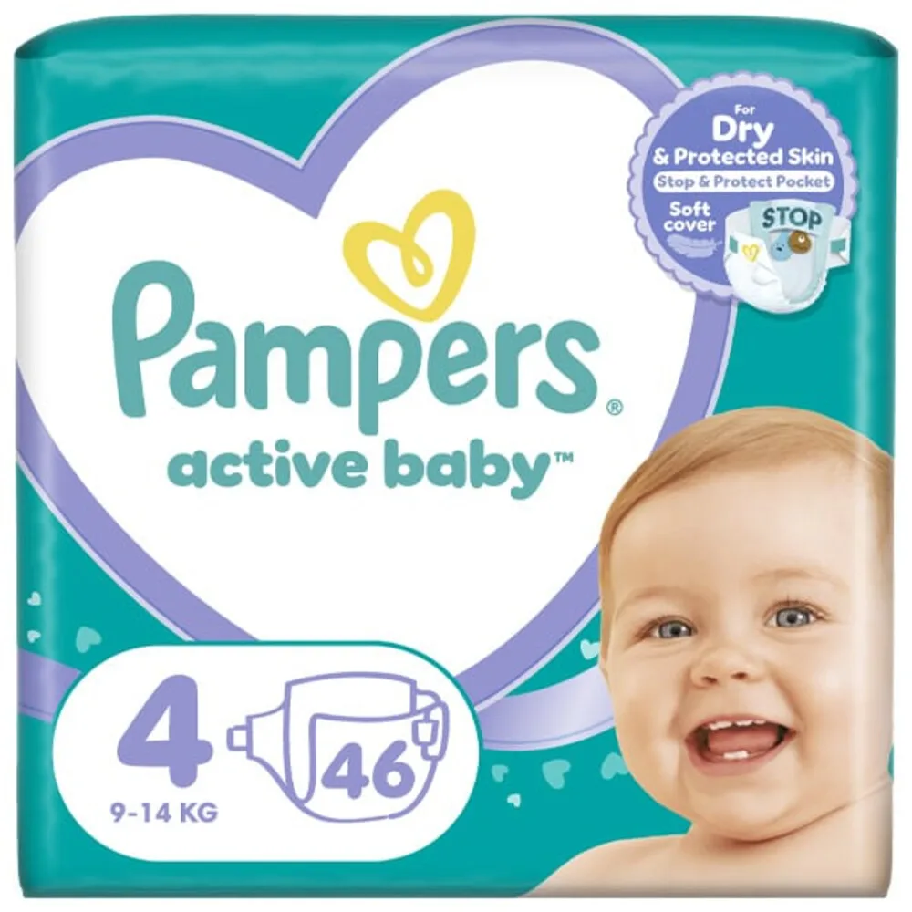 3x Pampers Active Baby Luiers Maat 4 (9-14 kg) 46 stuks de Pampers – photo produit