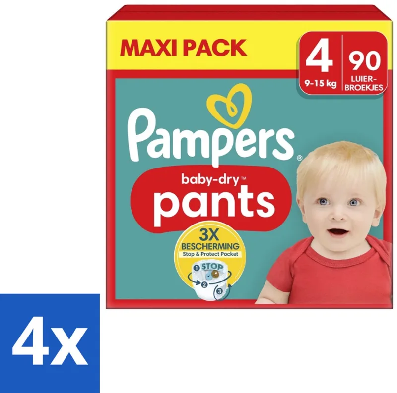 4 x Pampers – Luierbroekjes – Baby Dry Pants Maat 4 – 90 Luiers - Baby Luier - Luierbroek - Droge Luier - Luier Voor Baby - Luier Voor Kind by Pampers – product photo