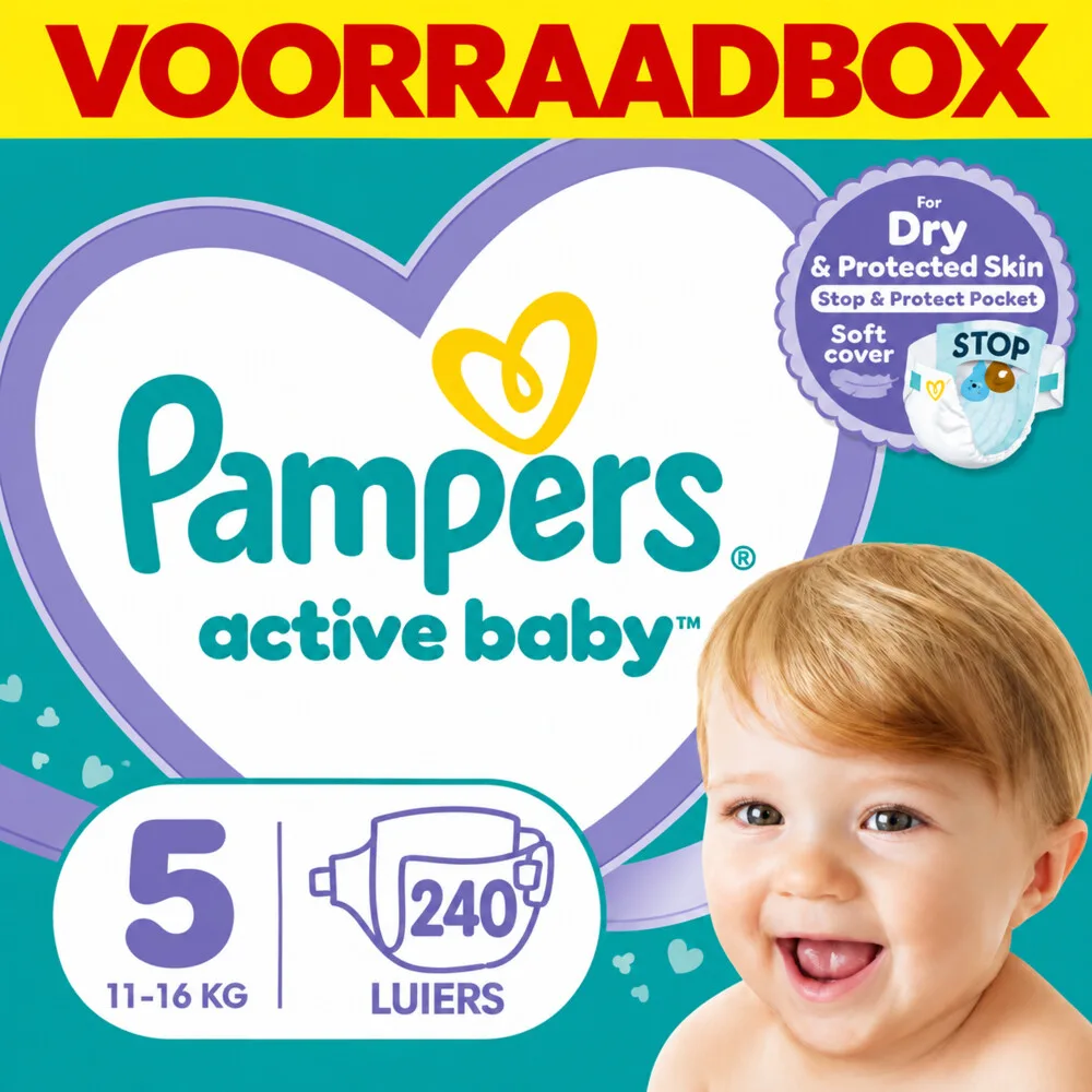 4x Pampers Active Baby Luiers Maat 5 (11-16kg) 60 stuks de Pampers – photo produit