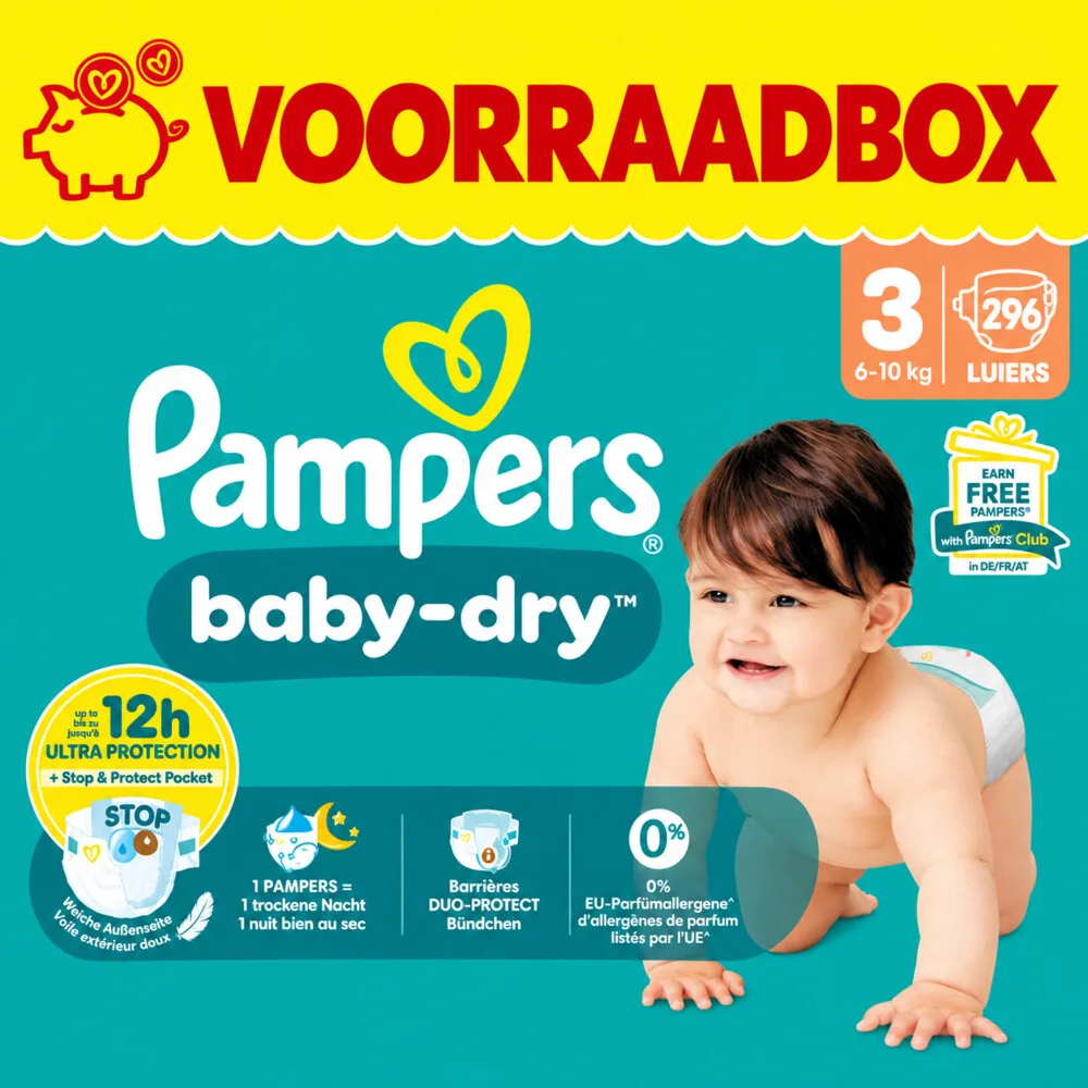 4x Pampers Baby Dry Luiers Maat 3 (6-10 kg) 74 stuks by Pampers – product photo