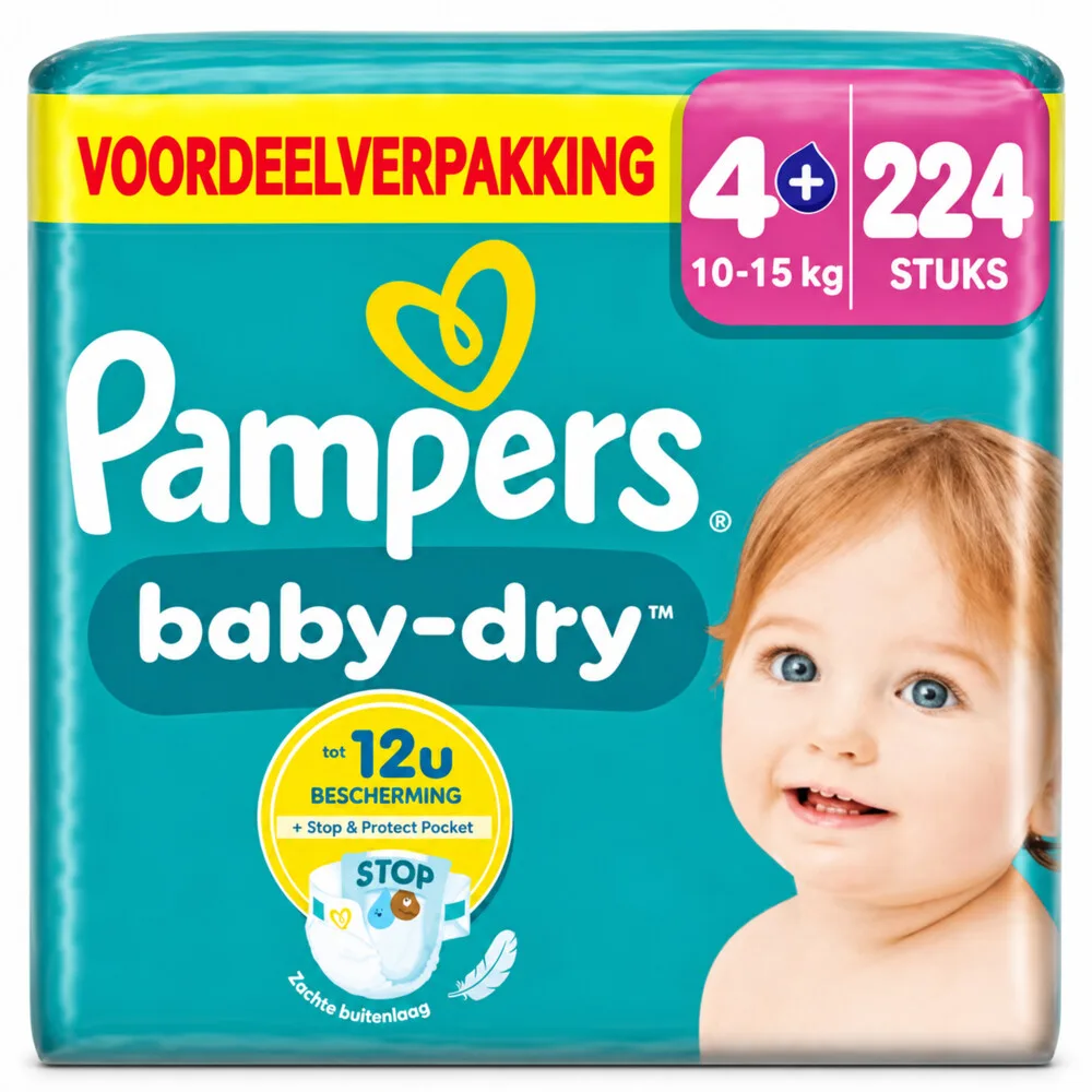 4x Pampers Baby Dry Luiers Maat 4+ (10-15 kg) 56 stuks by Pampers – product photo