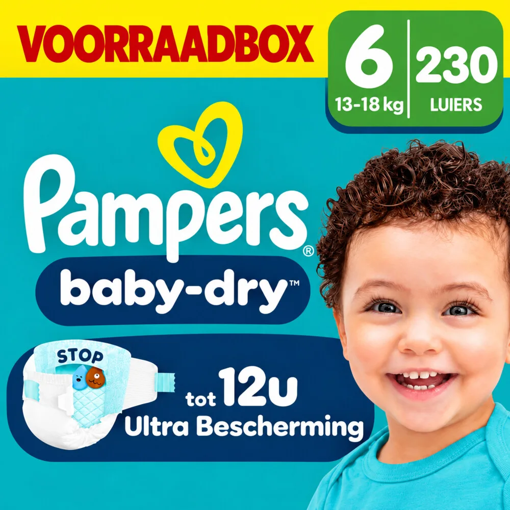 5x Pampers Baby Dry Luiers Maat 6 (13-18 kg) 46 stuks von Pampers – Produktfoto