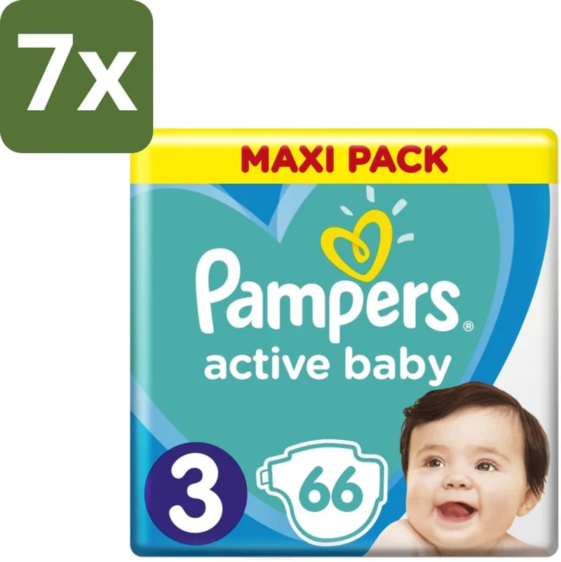 7 x Pampers – Luiers – Active Baby Dry Maat 3 – 66 Luiers - Baby Luier - Droge Luier - Vochtabsorptie - Superabsorberende Kern - Luier Voor Baby by Pampers – product photo