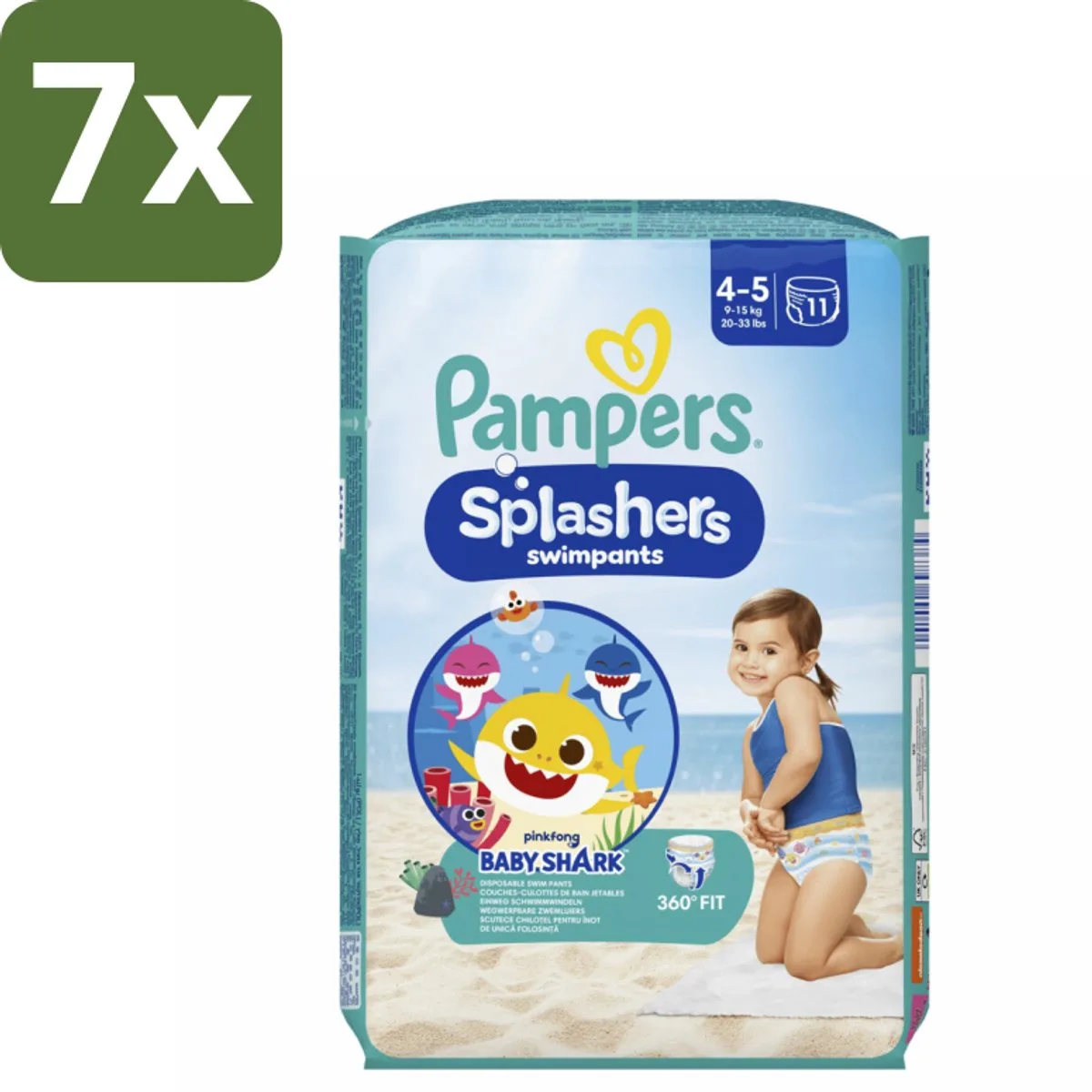 7 x Pampers Splashers Zwemluiers Maat 4-5 (9-15 kg) 11 stuks per verpakking - Zwemluiers - Zwemluiers Baby - Zwemluiers Water - Zwemluiers Zwembad - Zwemluiers Strand de Pampers – photo produit