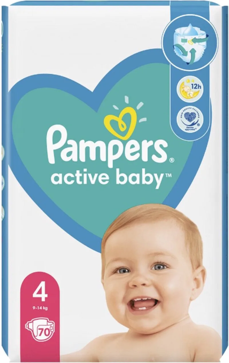 active baby Luiers maat 4 (9-14 kg) - 70 stuks de Pampers – photo produit
