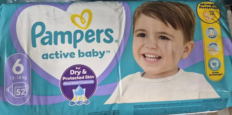 Active Baby - Luiers - Maat 6 (13-18 kg) 52 Luiers van Pampers – productfoto