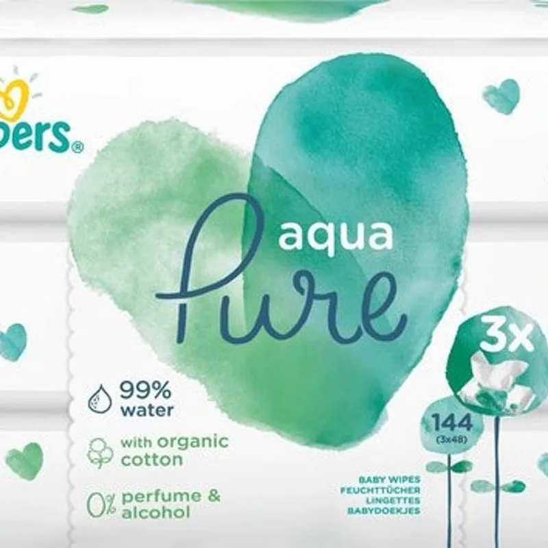 Aqua Pure - 3 x 48 Stuks - Babydoekjes van Pampers – productfoto