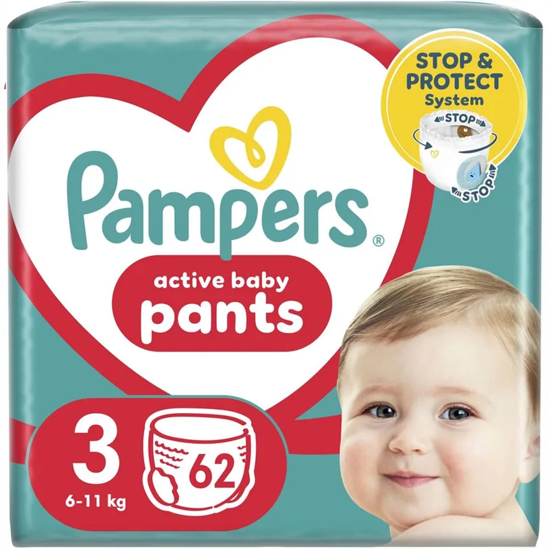 Ative Baby Pants - Maat 3 – 6-11 kg – 360° Pasvorm & Stop & Protect - 62 Luierbroekjes van Pampers – productfoto