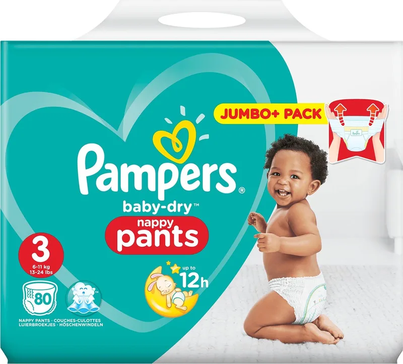 Baby Dry Luierbroekjes Maat 3 (6-11 kg) 80 Stuks van Pampers – productfoto