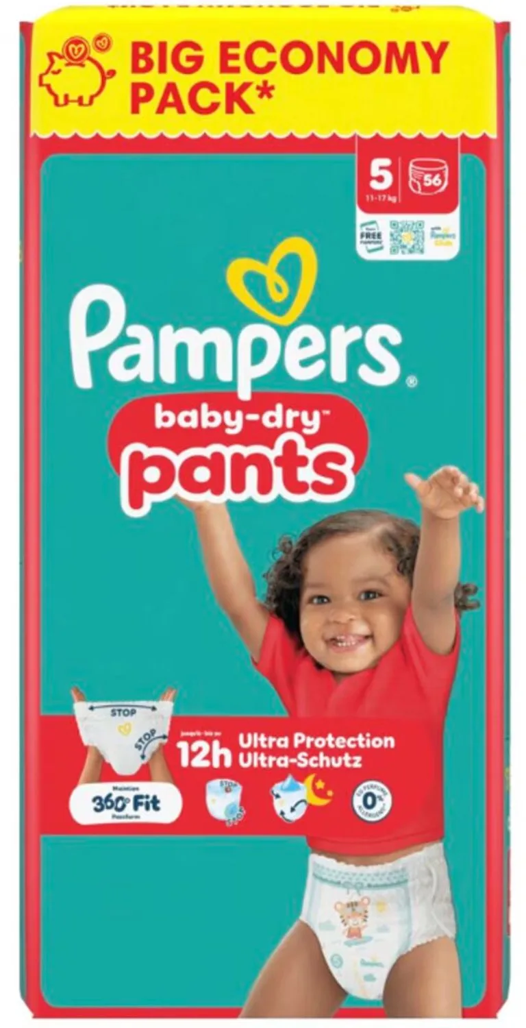 Baby Dry Luierbroekjes Maat 5 (11-17kg) 56 stuks van Pampers – productfoto