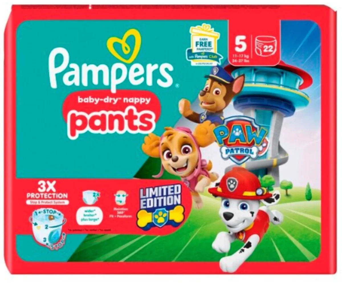 Baby Dry Luierbroekjes Paw Patrol Maat 5 (11-17kg) 22 stuks från Pampers – produktbild