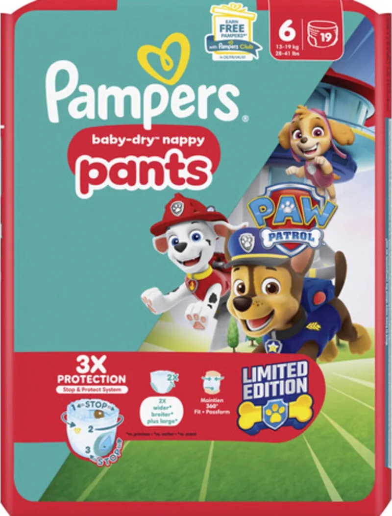 Baby Dry Luierbroekjes Paw Patrol Maat 6 (13-19kg) 19 stuks van Pampers – productfoto