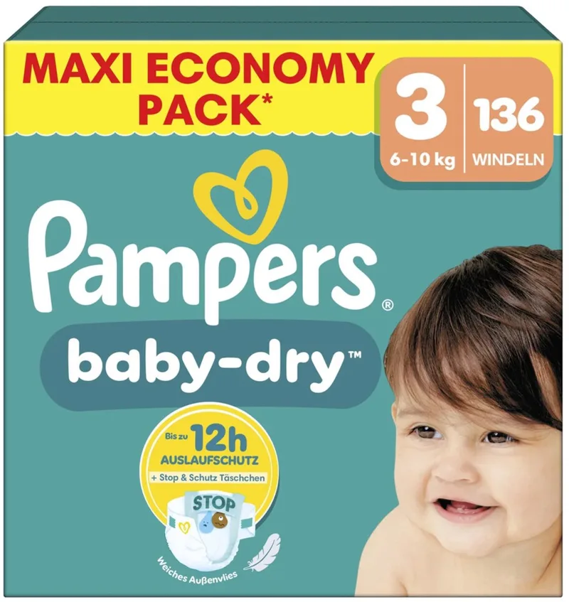 Baby Dry Luiers Maat 3 (6-10 kg) 136 stuks by Pampers – product photo