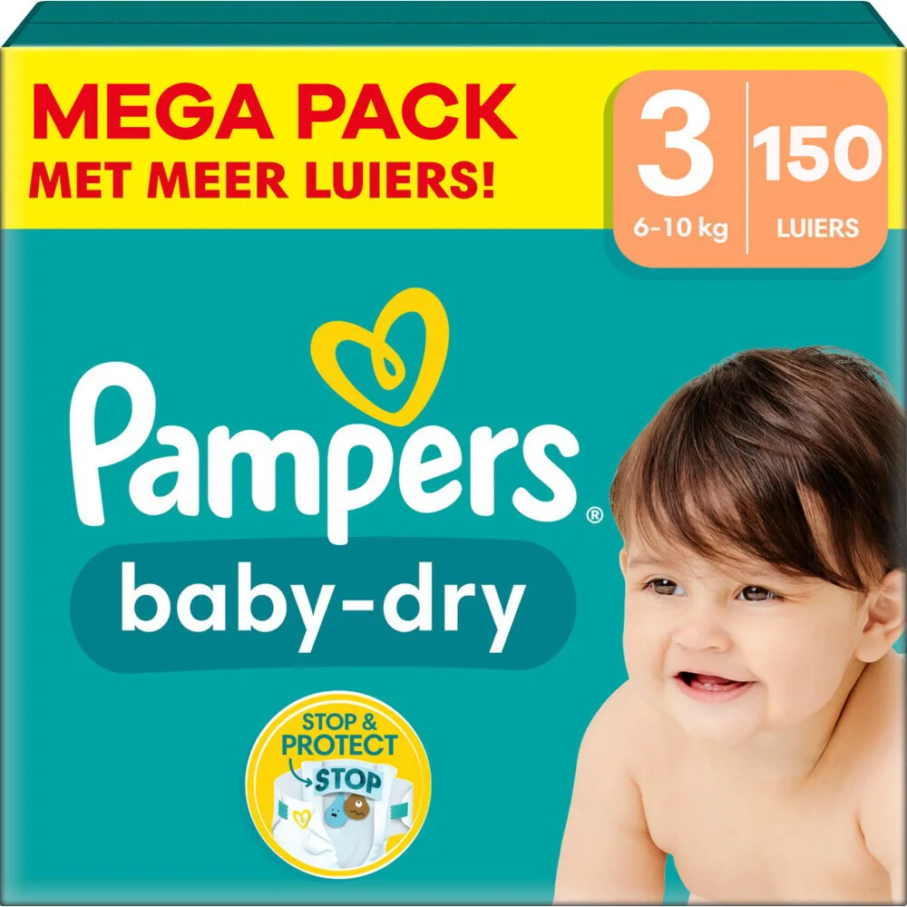 Baby Dry Luiers Maat 3 (6-10kg) 150 stuks van Pampers – productfoto