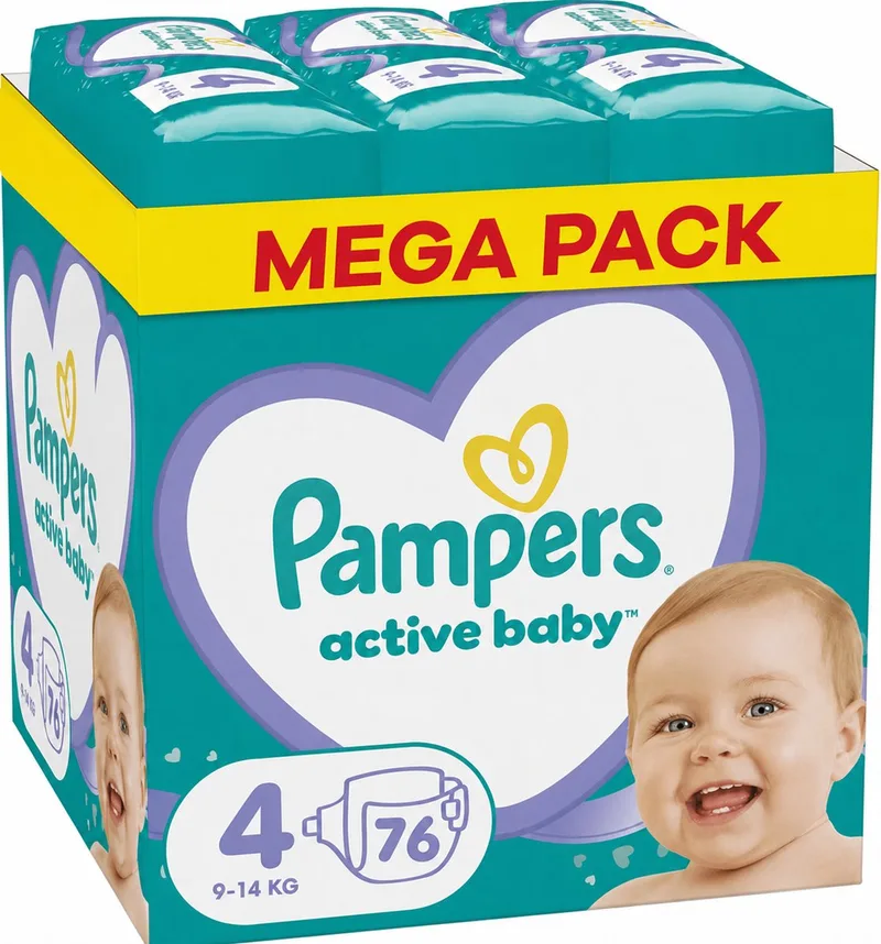 Baby-Dry Luiers - Maat 4 - 9 tot 14kg - 76 Stuks de Pampers – photo produit