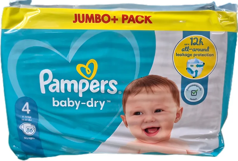 Baby-Dry Luiers - Maat 4 - 9 tot 14kg -86 stuks de Pampers – photo produit