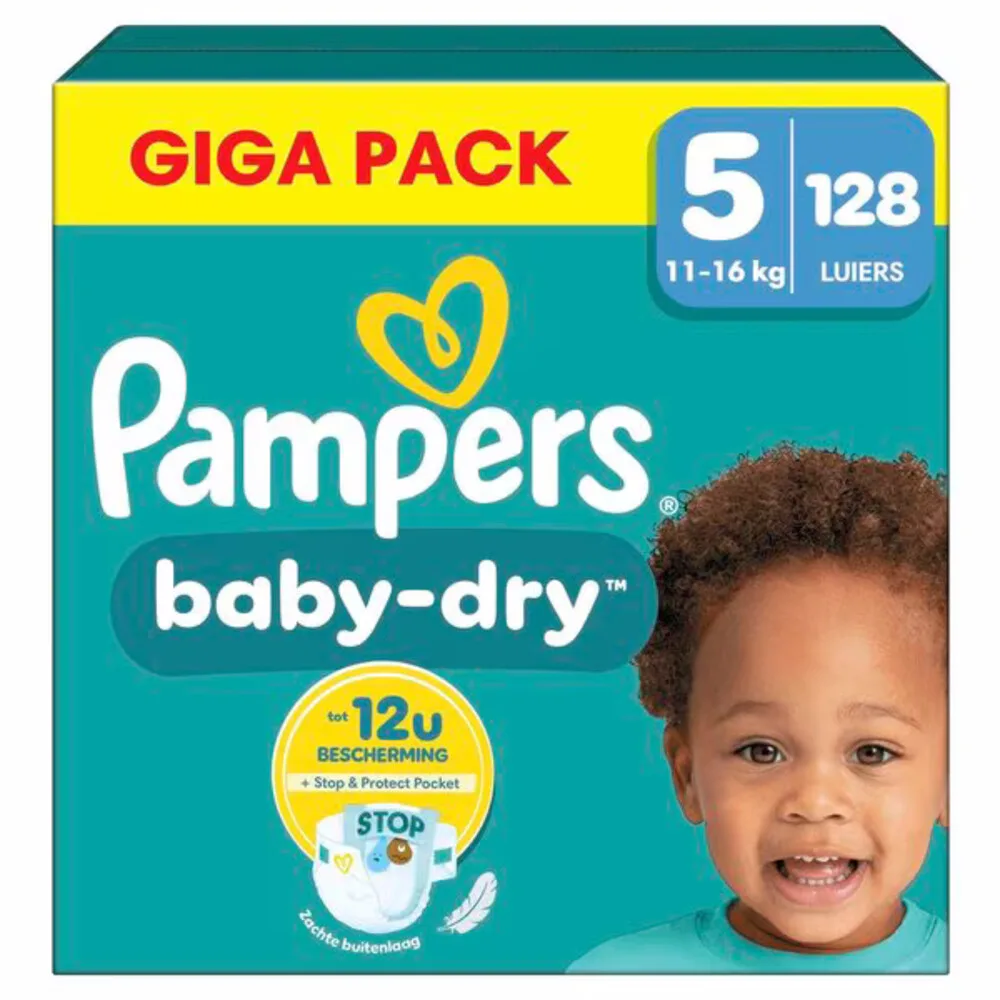 Baby Dry Luiers Maat 5 (11-16 kg) 128 stuks de Pampers – photo produit
