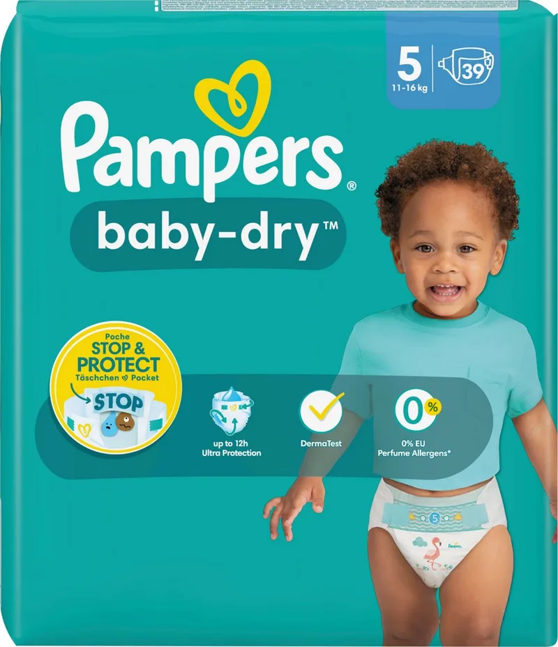 Baby Dry Luiers Maat 5 (11-16 kg) - 39 stuks de Pampers – photo produit