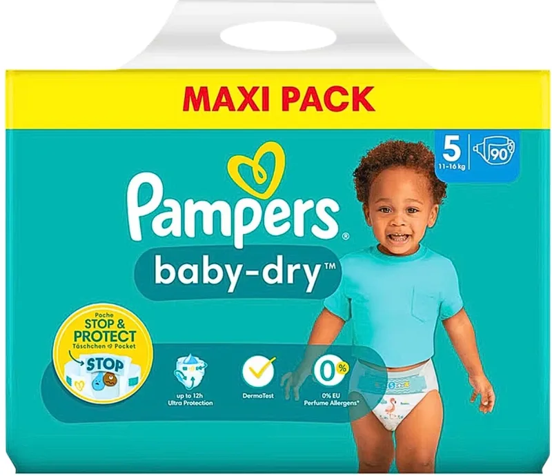 Baby-Dry - Luiers - Maat 5 (11-16 kg) - 90 Luiers de Pampers – photo produit