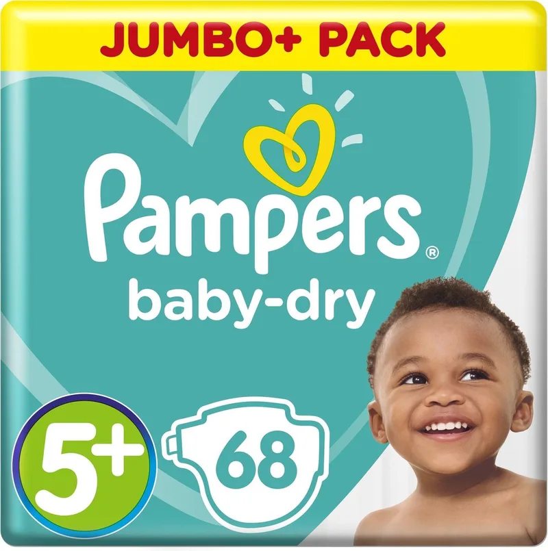 Baby Dry Luiers - maat 5+ - 68 stuks van Pampers – productfoto