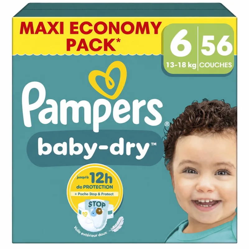 Baby Dry Luiers Maat 6 (13-18kg) 56 stuks van Pampers – productfoto