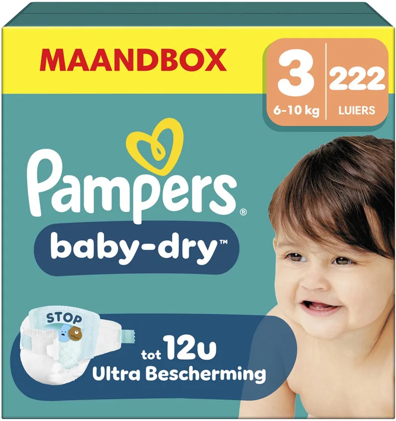 Baby-Dry Maat 3 - 222 Luiers - 6kg-10kg by Pampers – product photo