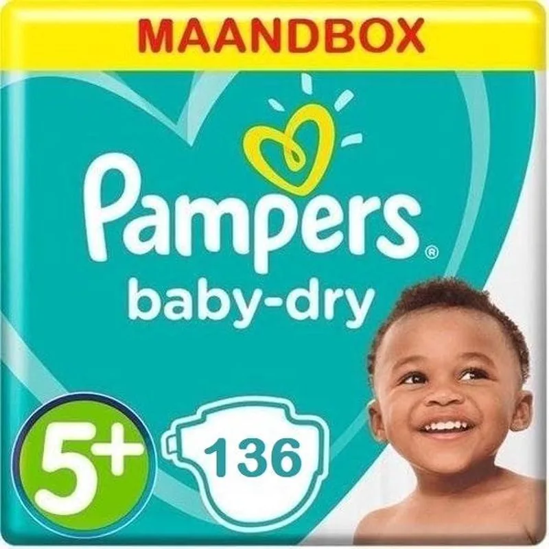 Baby Dry Maat 5+ - 136 Luiers Maandbox de Pampers – photo produit