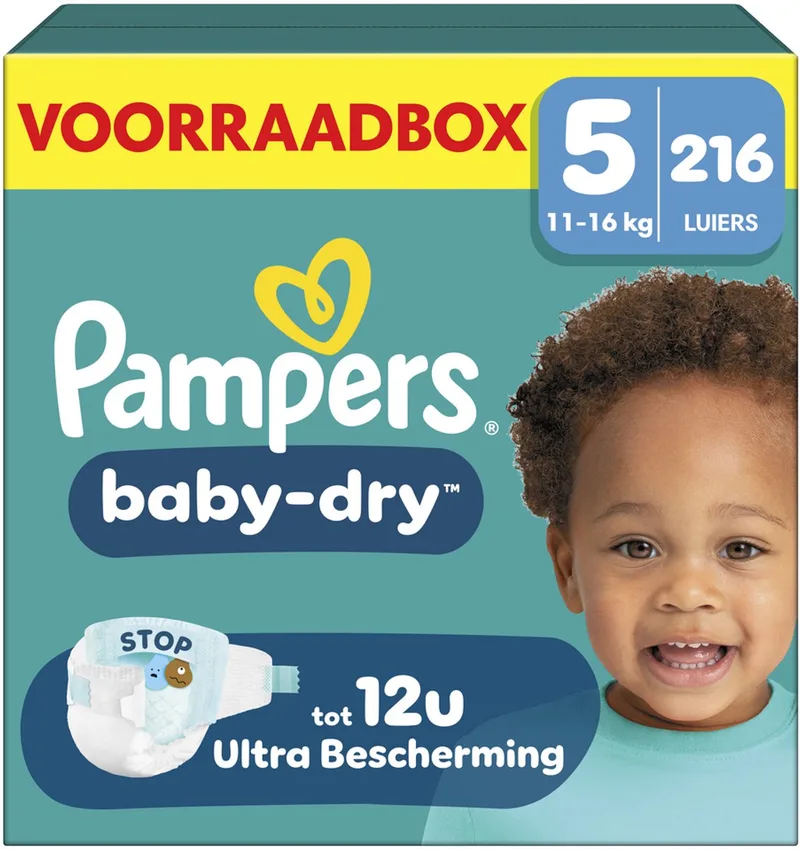 Baby-Dry Maat 5 - 216 Luiers - 11kg-16kg - Voorraadbox by Pampers – product photo