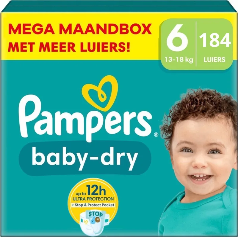 Baby Dry Maat 6 - 184 Luiers Maandbox van Pampers – productfoto