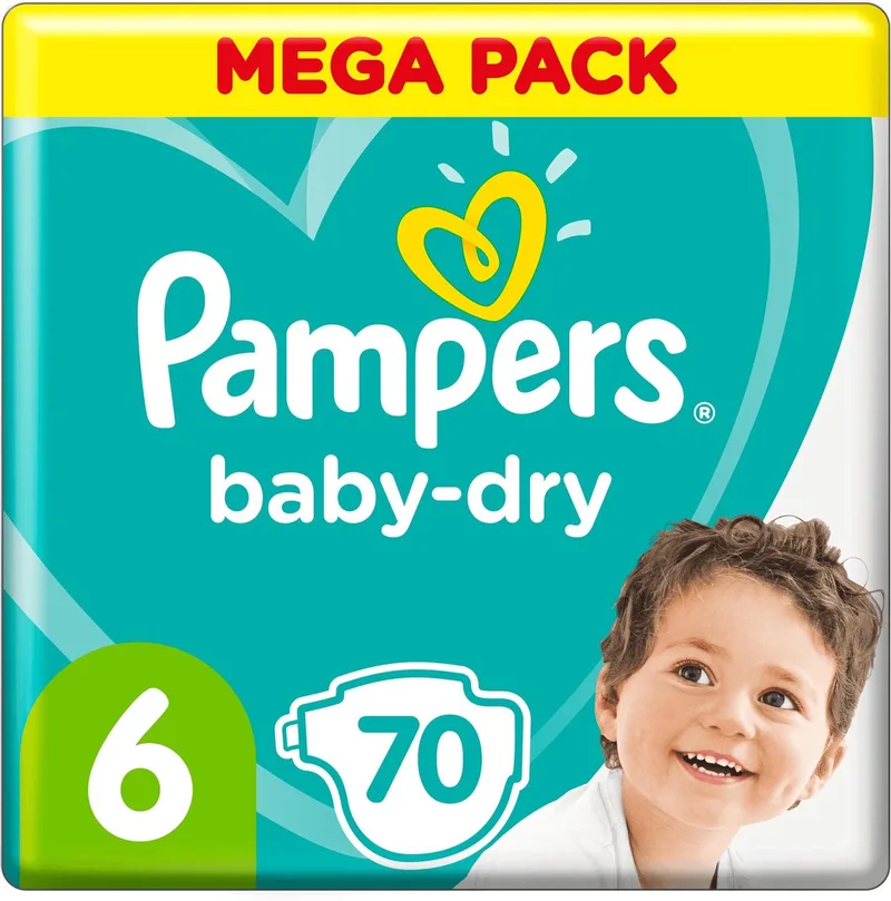 Baby Dry Maat 6 - 70 Luiers van Pampers – productfoto
