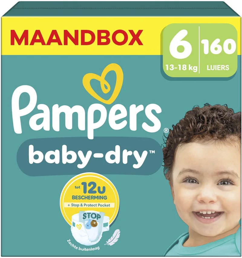 Baby Dry - Maat 6 - Maandbox- 160 luiers - 13/18 KG van Pampers – productfoto