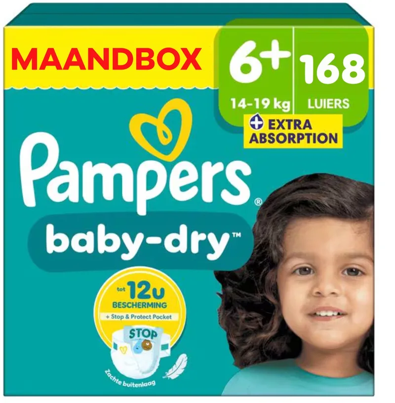 Baby Dry - Maat 6+ - Maandbox - 168 luiers - 14/19KG de Pampers – photo produit