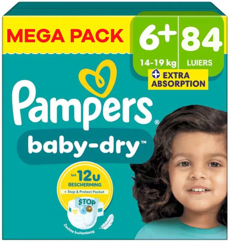 Baby Dry - Maat 6+ - Mega Pack - 84 luiers - 14/19KG van Pampers – productfoto