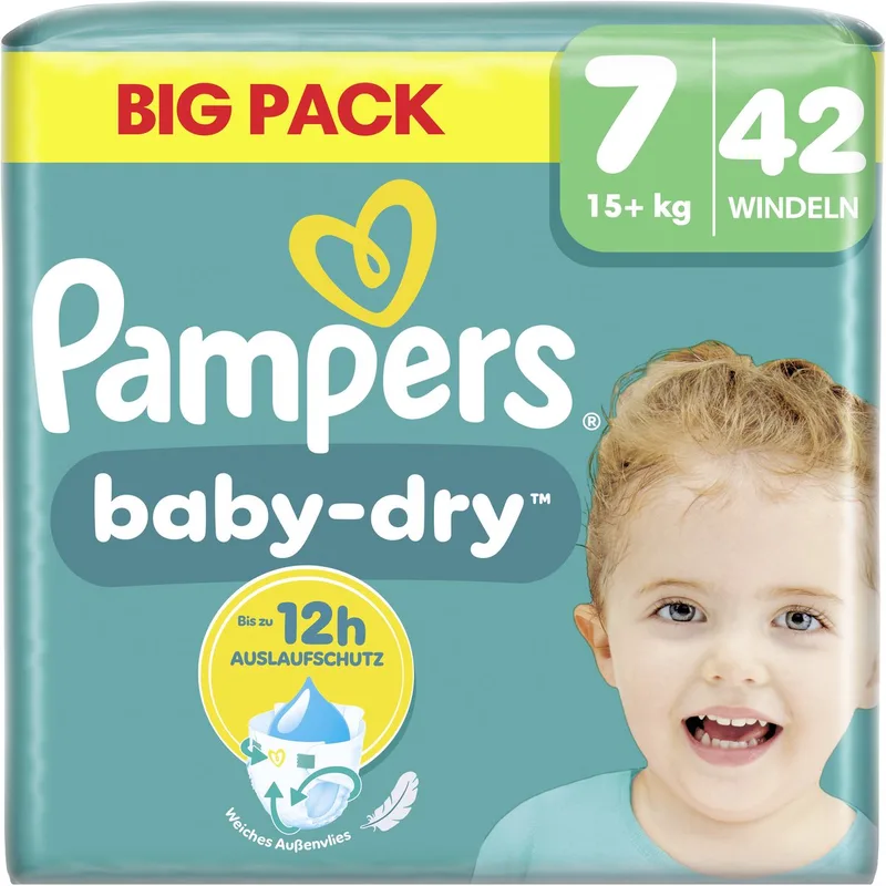 Baby Dry Maat 7 Luiers (15+ kg) 42 Stuks de Pampers – photo produit