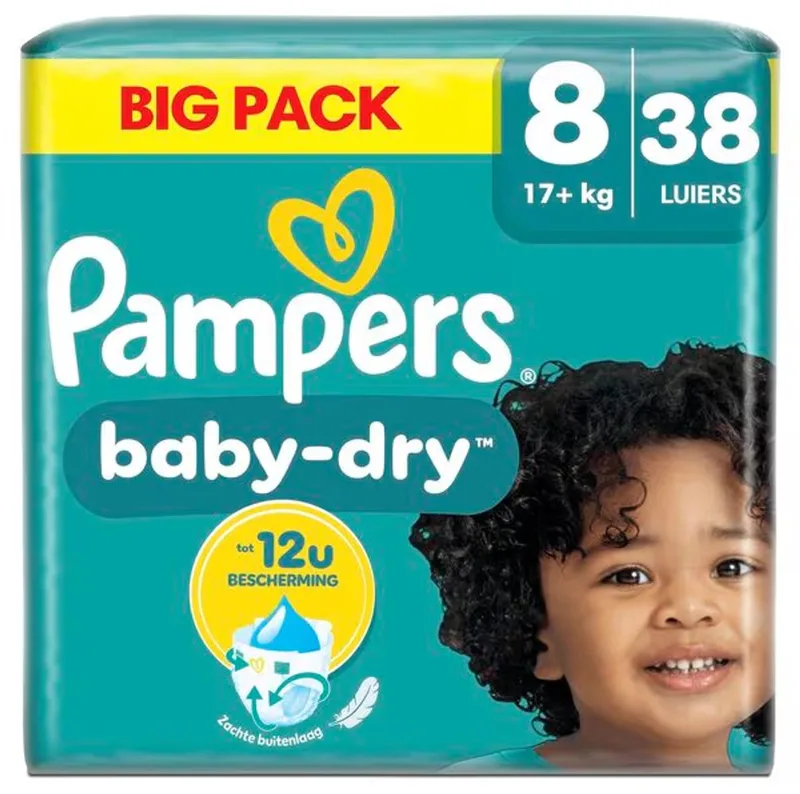 Baby-Dry - Maat 8 (17kg+) - 38 Luiers - Maandbox de Pampers – photo produit